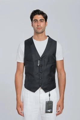 $1280 GIORGIO ARMANI Black Label Vest WOOL CASHMERE Blue Midnight 36 US / 46 EU - Image 1 of 4
