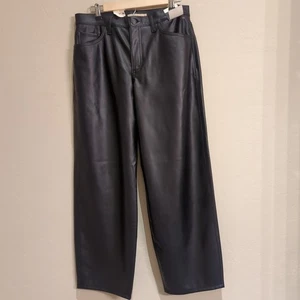 NWT Levi’s Baggy Dad Faux Leather Pants Wide Leg Black Mid Rise 29X30  - Picture 1 of 13