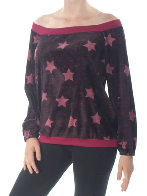 Suéter MATERIAL GIRL Mujer Borgoña Estampado Hombro Descubierto M Foto 1 de 4