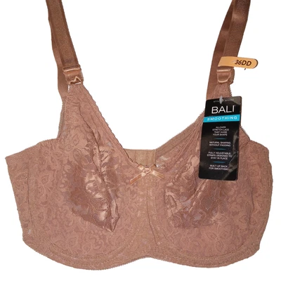 Bali Lace Smoothing 36DD Full-Figure Lace Bra 3432  NWT Brown Underwire - Image 1 of 4