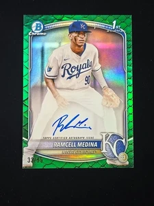 2025 Bowman Chrome Ramcell Medina 1st Green Reptilian Refractor Auto /99 Royals - Picture 1 of 2