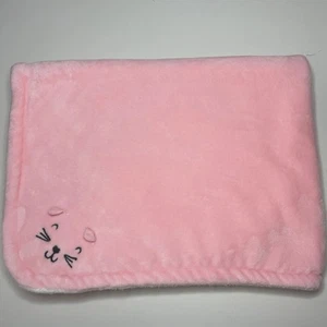 Carters Pink Kitty Cat Baby Blanket Sherpa Plush White Cream Back READ - Picture 1 of 10