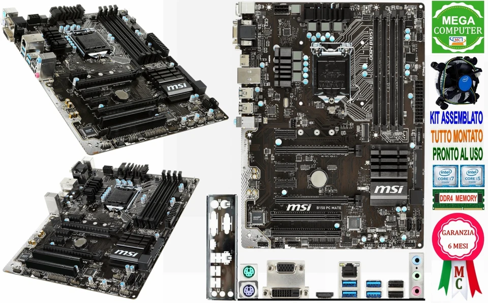 SCHEDA MADRE SOCKET 1151 MSI B150 PC MATE + CPU CORE i7 6700 , i5 6500+16 GB RAM - Immagine 1 di 1