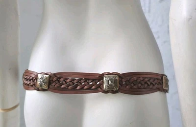 Cinturón vintage Fossil Concho cuero trenzado bohemio occidental grande para mujer Foto 1 de 4