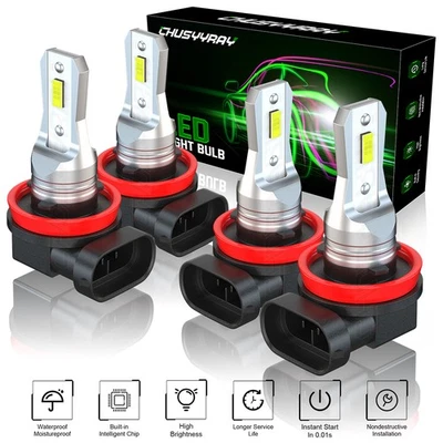 4 piezas bombillas LED altas/bajas para Dodge Grand Caravan 2011-2019 2012 2013 2016 Foto 1 de 4