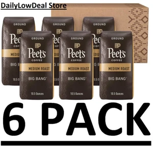 6 PACK - Peet's Coffee Big Bang Ground, 10.5 oz Bags. Medium Roast (Total 63 oz) - Picture 1 of 7