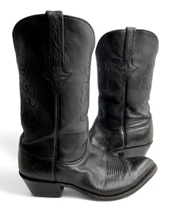 Lucchese L000824 Soft Black Leather USA Made Western Cowboy Boots Men's 9.5 D - Picture 1 of 15