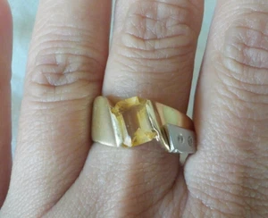 14K Yellow White Gold Solitaire Citrine Diamond Ring - 4.77 gms, Sz 7.75, 1.63ct - Picture 1 of 9