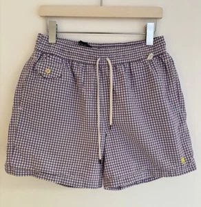 Pantalones cortos de natación Polo Ralph Lauren púrpura y blanco a cuadros medianos - Imagen 1 de 13