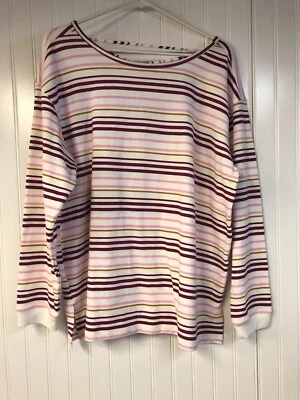 Maurices NWT  Pink White Open Strappy Back Crew Neck Sweatshirt Women’s 0X - Image 1 of 4