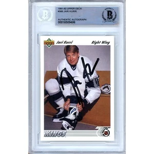 1991-92 Upper Deck #366 Jari Kurri Signed Card AUTO Beckett BAS Slabbed LA Kings - Picture 1 of 6