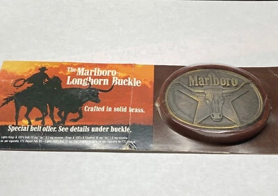 Vtg Marlboro Longhorn Brass Belt Buckle NOS Original  Package  - Image 1 of 4
