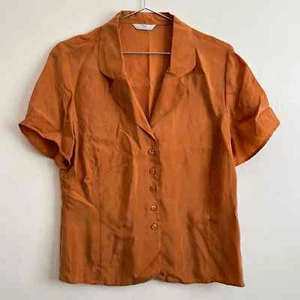 Blusa Top St Michael M&S Naranja Azafrán 100% Cupro "Seda Vegana" - Talla UK 16 - Imagen 1 de 8