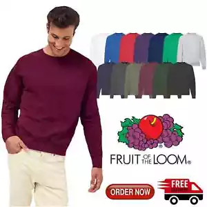 Fruit of the Loom Mens Classic Raglan Sweatshirt Casual Plain Round Neck Jumper - Picture 1 of 46