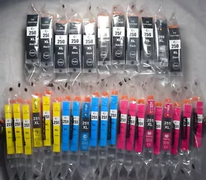 32 cartuchos de tinta nuevos C-250 y C-251, 11 negros, 6 cian, 9 magenta, 6 amarillos - Imagen 1 de 4