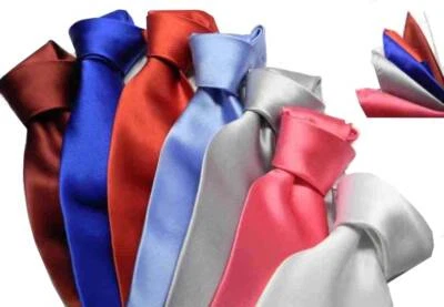 CRAVATTA e pochette completo abbinato tinta unit 8 OFFERTA CRAVATTE e FAZZOLETTO - Immagine 1 di 4