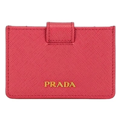 Prada Saffiano Cuero Estuche para Tarjetas Pasaporte Tarjeta Acordeón Peonia Rosa NUEVO Foto 1 de 4