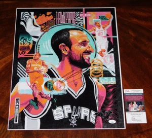 PÓSTER 16X20 FIRMADO POR MANU GINOBILI SAN ANTONIO SPURS NBA CERTIFICADO DE AUTENTICIDAD JSA!!! - Imagen 1 de 1