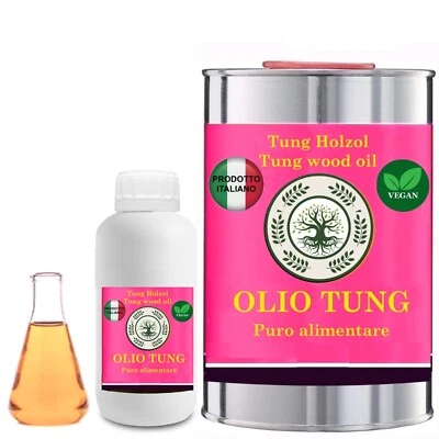 GSW Olio TUNG puro 100% ALIMENTARE TAGLIERI MESTOLI CIOTOLE Legno NATURAL OIL VEGAN