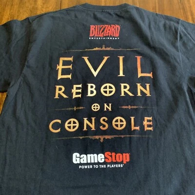 Camisa Rara Diablo 3 Para Hombre Grande Manga Corta Negra Blizzard Game Stop Exclusiva Foto 1 de 4