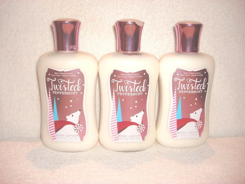 2 Bath & Body Works Twisted Peppermint Lotion 8 Oz Size Each
