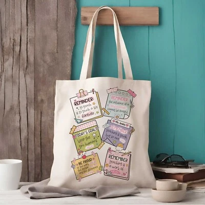 ELLIEBEANPRINTS Personalised Positivity Notes Teacher Tote Bag | Personalised Teacher Gift | Bag