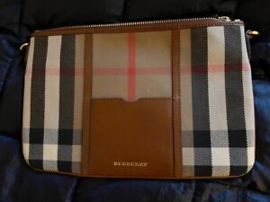 Burberry Vintage Check Canvas Leather Clutch/Crossbody Excellent