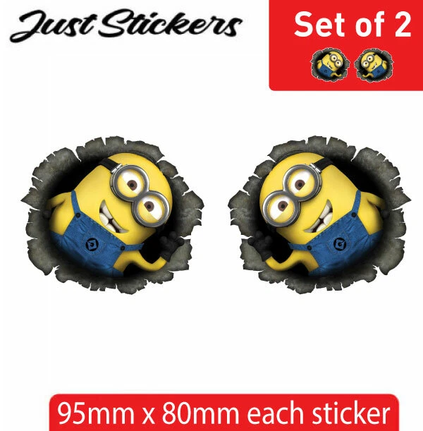 2 X  Minion stickers , car sticker , bumper sticker , skate , bike, window, lapt - Image 1 of 1