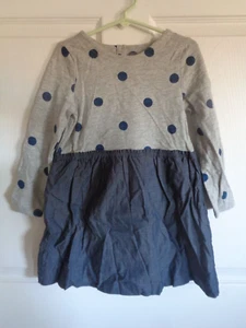 NWT - Girl's - Baby Gap - Gray / Navy - Long Sleeve Dress - Size 4 - Picture 1 of 1