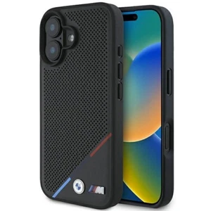 Cell Phone Case IPHONE 16 BMW Faux Leather Tricolor Black Magsafe Logo Metal - Imagen 1 de 8