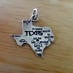 Dije de plata esterlina 23x23 mm mapa del estado de Texas Austin Houston Dallas... - Imagen 1 de 9