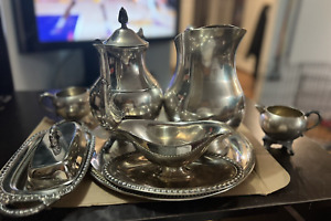 7 Piece F.B. Rogers Silver Co. Set. Tray, Teapot, Creamer, Water pitcher & more
