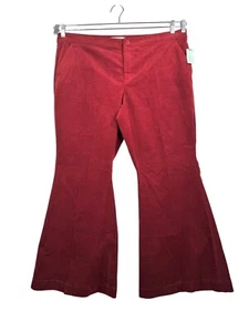 Anthropologie Plus High waist Flare corduroy pants wine 90s stretch preppy sz 18 - Picture 1 of 9