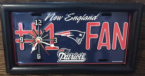 NFL New England Patriots clock license plate (13 x 7 x 1 in.) Cover