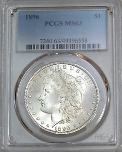 1896 P Morgan Silver Dollar PCGS MS63 Original Frosty White Luster PQ #H683C