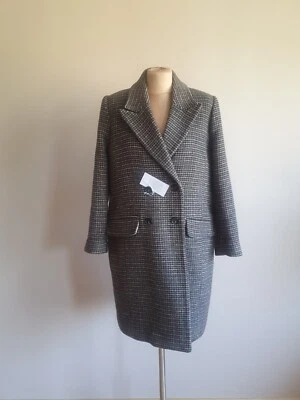 NEW €395 IVY OAK Boxy Check Winter Coat Double Breasted Wool 40 10 12 Minimalist - Изображение 1 из 4