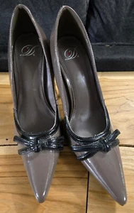 My Delicious Womens High Heel Pointy Toe Slip On Brown Shoes Sz 7.5 Faux Patent - Picture 1 of 4