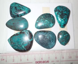 Turquoise Stone Flat Free Form Cabochon 215 Carat 7 pieces 43 gram - Picture 1 of 2