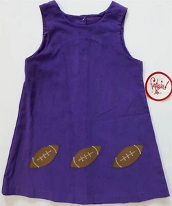 NWT Funtasia Too Purple Corduroy Jumper Dress 5 Applique Football LSU/WASHINGTON - Picture 1 of 4