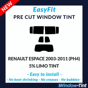 EasyFit Static Pre Cut Tint For Renault Espace 2003-11 (PH4) - 5% Limo Rear - Picture 1 of 3