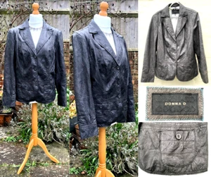 DONNA D Leather Jacket, DARK BROWN Leather; Soft, Crinkled & Shiny (46) UK 16-18 - Picture 1 of 24