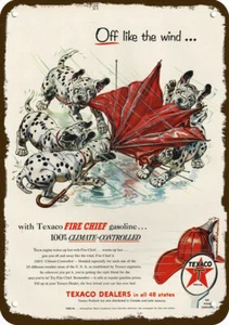 1954 DALMATINER Welpen Hunde Regenschirm TEXACO Vintage-Look DEKORATIVES REPLIKAT METALLSCHILD - Bild 1 von 1