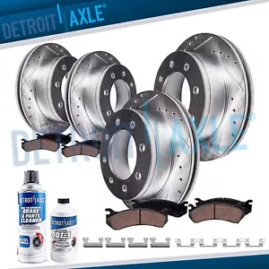 10pc Front Rear Drilled Rotors Brake Pads for Chevy GMC Express Savana 2500 3500 - Picture 1 of 8