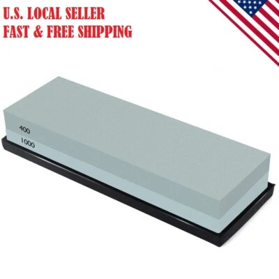 HOOPLE Knife Sharpening Water Stone Kitchen Dual Whetstone Set 400 1000 Grit Non-Slip
