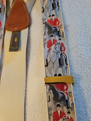 Tirantes con motivo de caza de zorro TRAFALGAR de colección pestañas de cuero tostado - edición limitada Foto 1 de 4