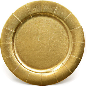 24 Disposable Gold round Charger Plates 13" Dinner Table Serving Tray Heavy Dut