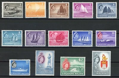 Singapur 1955 Patrimonio Cultural Scott# 28-42 (no #37) Como Nuevo XF OG NH Impecable Foto 1 de 2