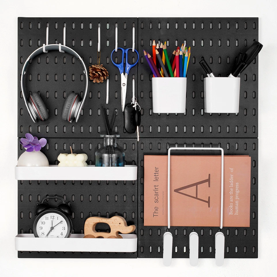 VEVOR Pegboard Combination Kit 280 x 280 mm Plastic Pegboard 4 Panels Black - image 1 of 4