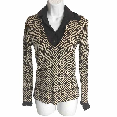 Blusa para mujer Tory Burch marrón de lana geométrica talla S Foto 1 de 4