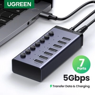 UGREEN USB3.0 HUB 7 Ports 5Gbps USB C With ON/OFF Switch For PC Laptop MacBook - Image 1 of 4